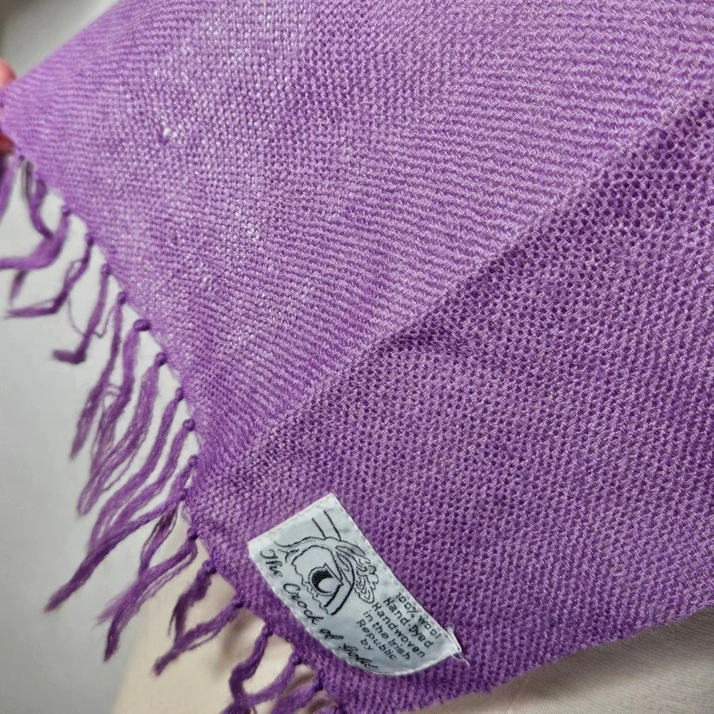 The Crock of Gold‎ Purple 100% Wool Handwoven Irish Scarf Shawl Wrap Fringe